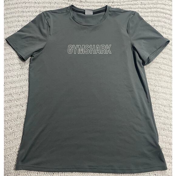 Gymshark Logo T Shirt Mens Large Gray Spell Out A1A3A Tee Short Sleeve Spell Out - Picture 1 of 7